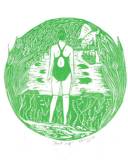 Pond SWIM Dip Riso Print *wild swim, swimmer, rivers, nature*
