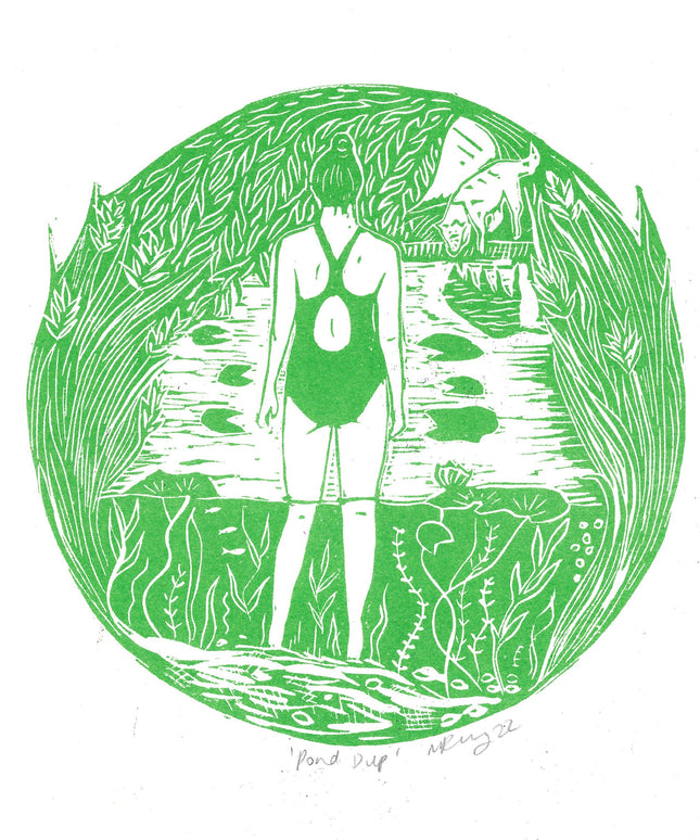 Pond SWIM Dip Riso Print *wild swim, swimmer, rivers, nature*