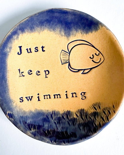 Just Keep Swimming - Ceramic Trinket Dish - Made in Wales