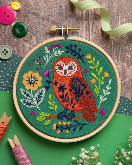 Folk Owl Mini Embroidery Kit | Beginner Craft Kit for Adults