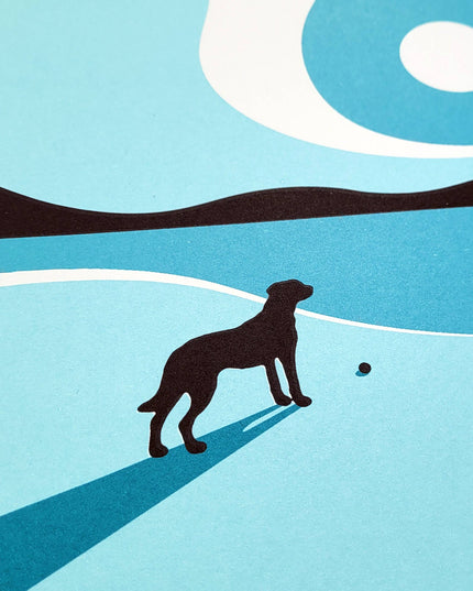 Last Trip Of Summer - Blue - Dog A4 Screenprint