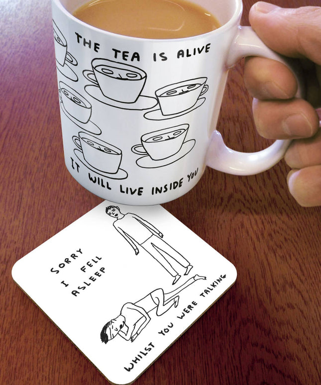 Funny Art Coaster By David Shrigley - Sorry I Fell Asleep