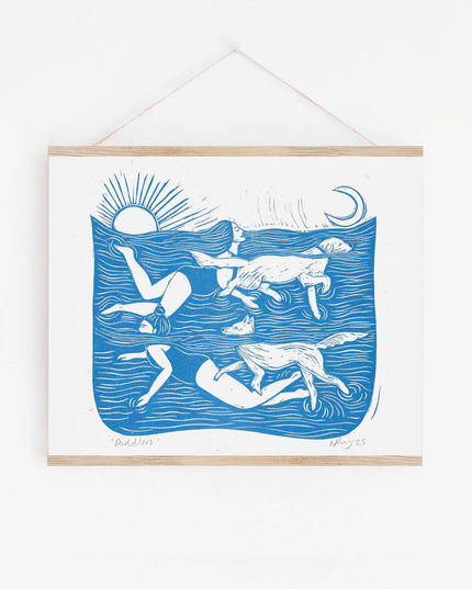 Paddlers Riso Lino Print - Swiiming Love