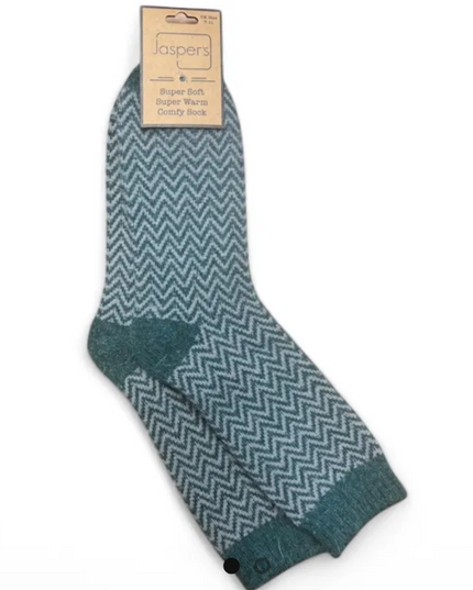 Super Cosy Men’s Socks - Herringbone GREEN