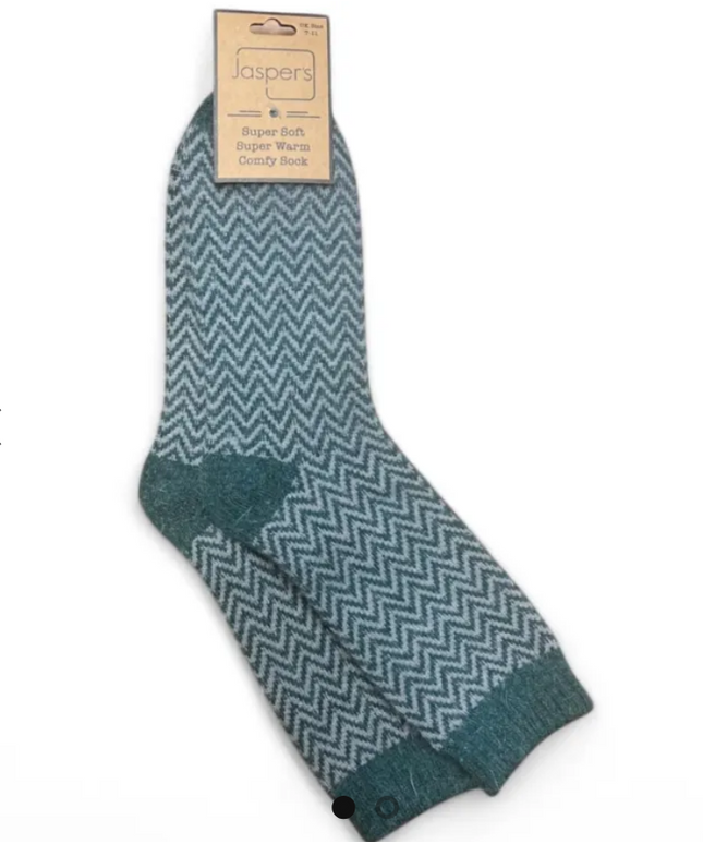 Super Cosy Men’s Socks - Herringbone GREEN