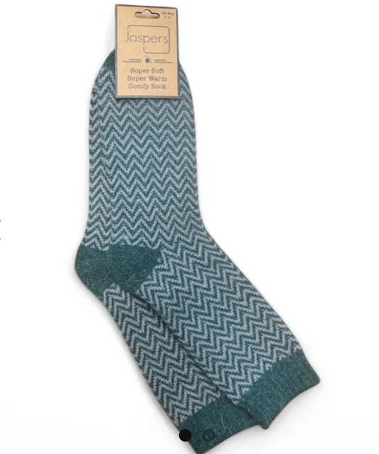 Super Cosy Men’s Socks - Herringbone GREEN