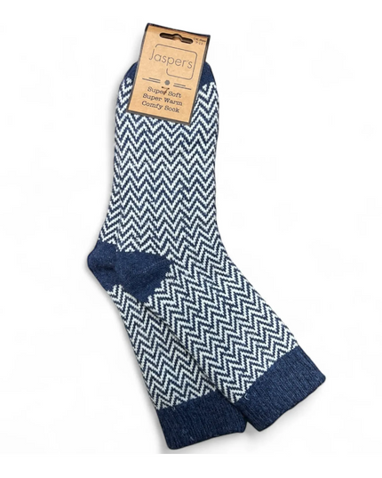 Super Cosy Men’s Socks - Herringbone NAVY