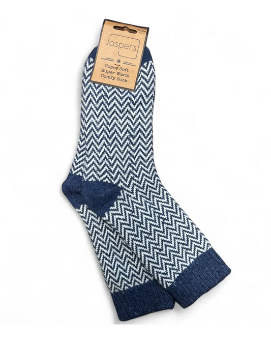 Super Cosy Men’s Socks - Herringbone NAVY