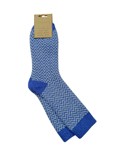 Super Cosy Men’s Socks - Herringbone BLUE