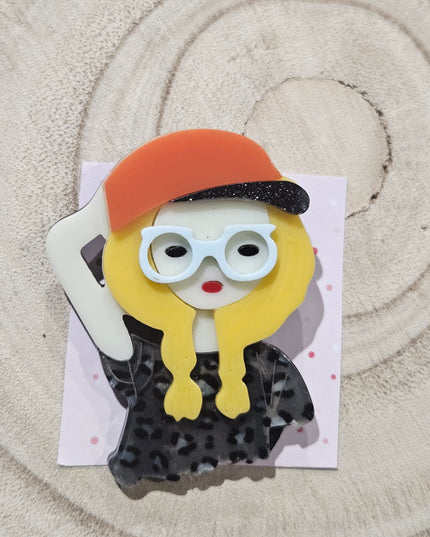 Funky Woman Brooch * Acrylic Brooch Pin