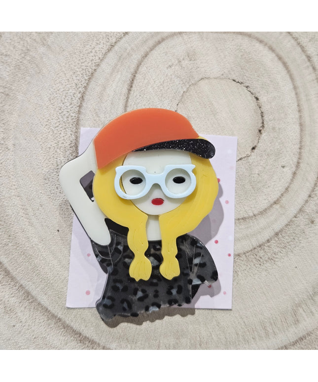 Funky Woman Brooch * Acrylic Brooch Pin