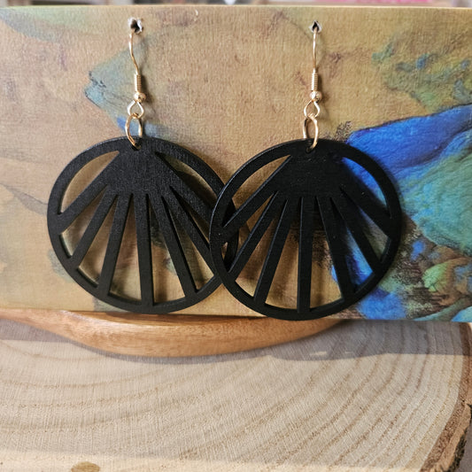 Wooden Geo Earrings Black
