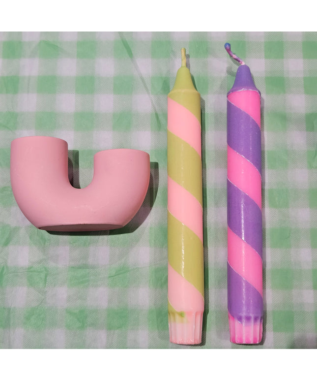 U Candle Holder * Pink / Candles