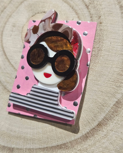 Elegant Woman Brooch * Acrylic Brooch Pin