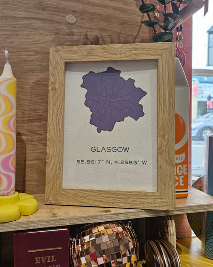 Glasgow Art Print - Longitude and Latitude A5