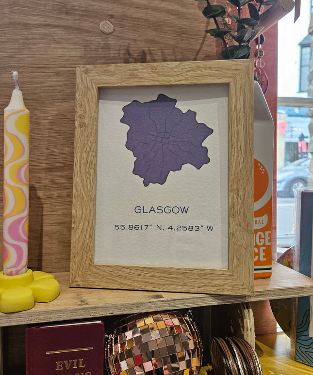 Glasgow Art Print - Longitude and Latitude A5