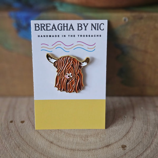 Highland Cow Fringes * Enamel Metal Pin