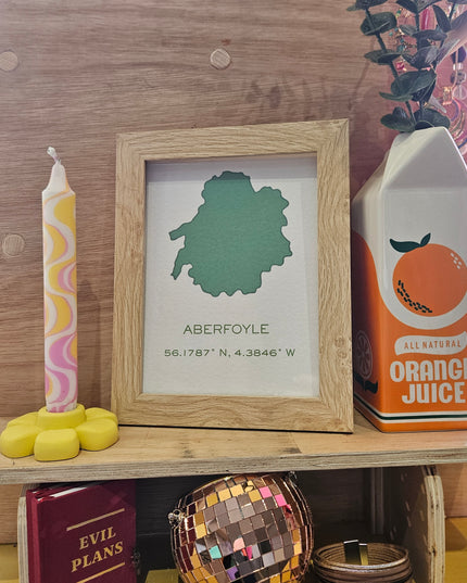 Aberfoyle Art Print - Longitude and Latitude A5 Green