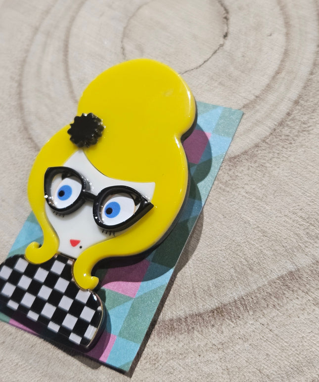 Lady Brooch * Acrylic Brooch Pin