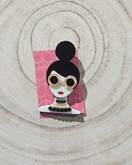 Elegant Woman Brooch * Acrylic Brooch Pin
