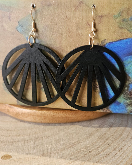 Wooden Geo Earrings Black
