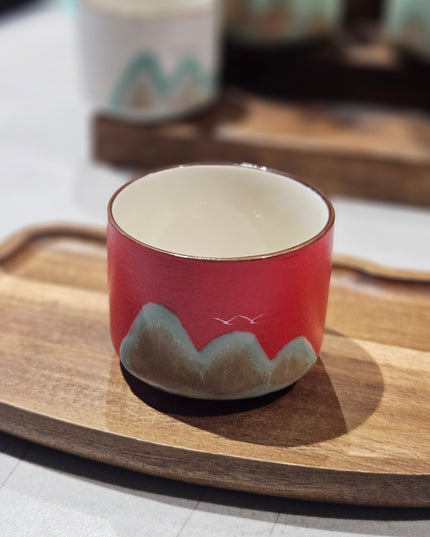 Ceramic Mountain Espresso Cups Red
