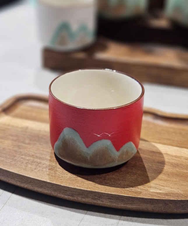Ceramic Mountain Espresso Cups Red
