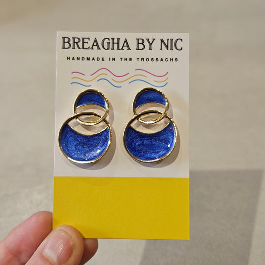 Geometric Circle Earrings- Deep Blue