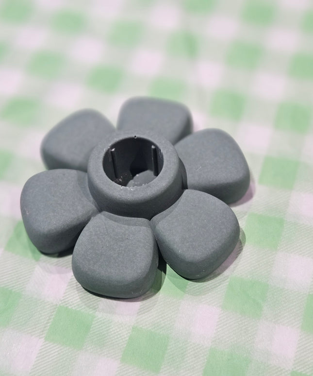 Flower-Shaped Candle Holder - Handmade - Dark Green