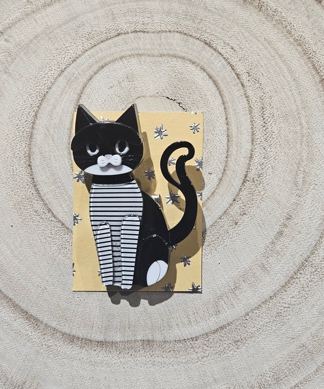 Black & White Cat * Acrylic Brooch Pin