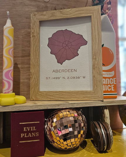 Aberdeen Art Print - Longitude and Latitude A5