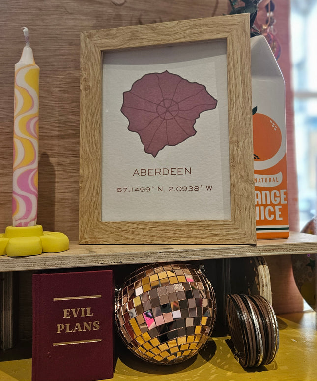 Aberdeen Art Print - Longitude and Latitude A5