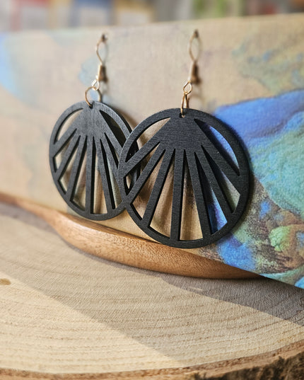 Wooden Geo Earrings Black