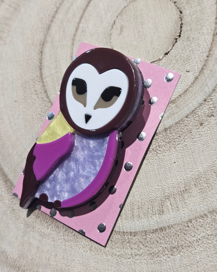 Colourful Owl * Acrylic Brooch Pin