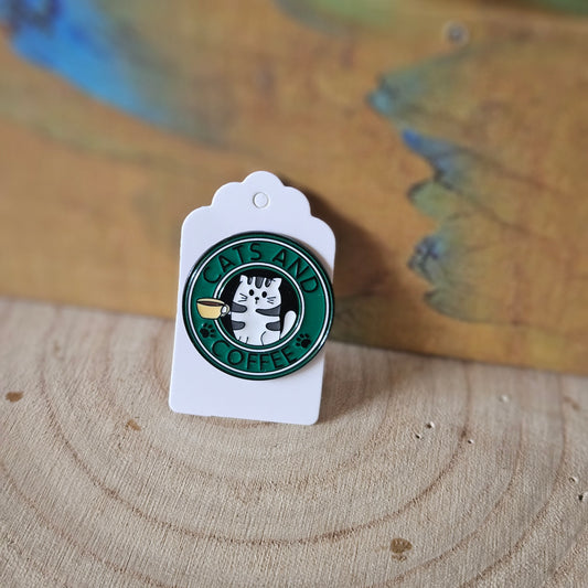 Cats & Coffee * Enamel Metal Pin