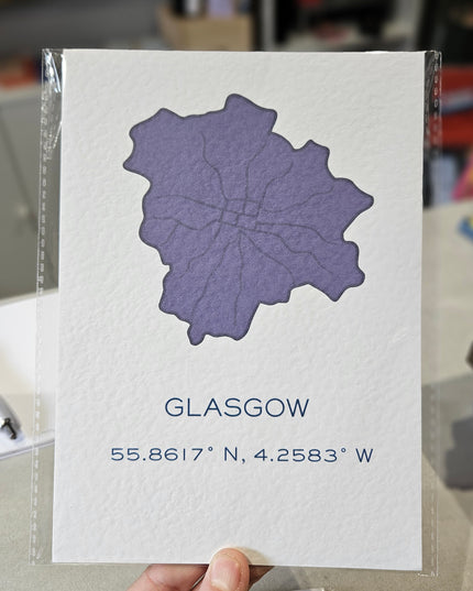 Glasgow Art Print - Longitude and Latitude A5