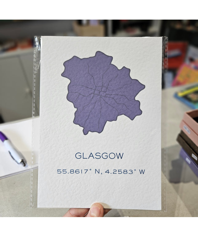 Glasgow Art Print - Longitude and Latitude A5