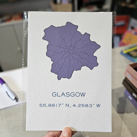 Glasgow Art Print - Longitude and Latitude A5