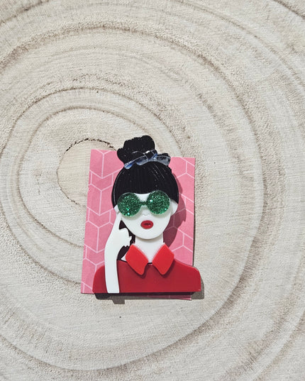 Elegant Woman Brooch * Acrylic Brooch Pin