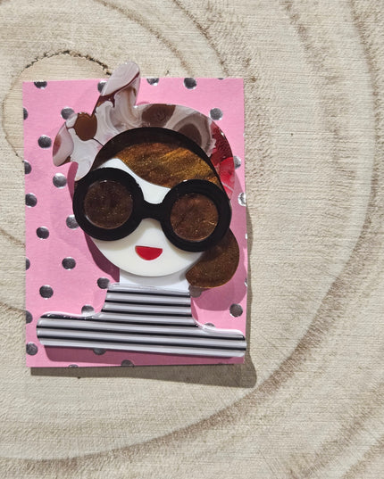 Elegant Woman Brooch * Acrylic Brooch Pin