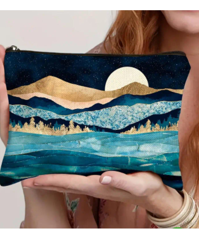 Canvas Landscape Pouch * Blues
