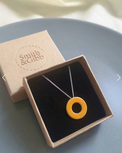 Circle Window Pendant - Enamel Yellow
