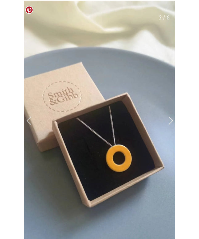 Circle Window Pendant - Enamel Yellow