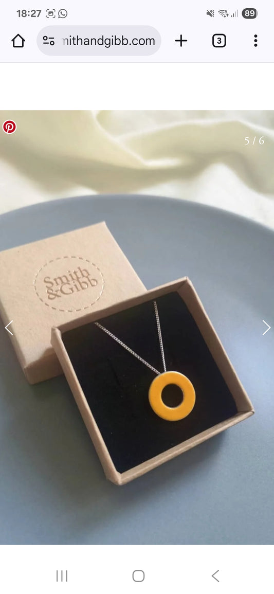 Circle Window Pendant - Enamel Yellow