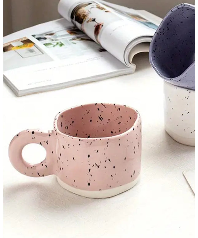 Irregular Handmade Mug - Pink Speckled