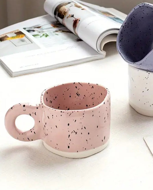 Irregular Handmade Mug - Pink Speckled