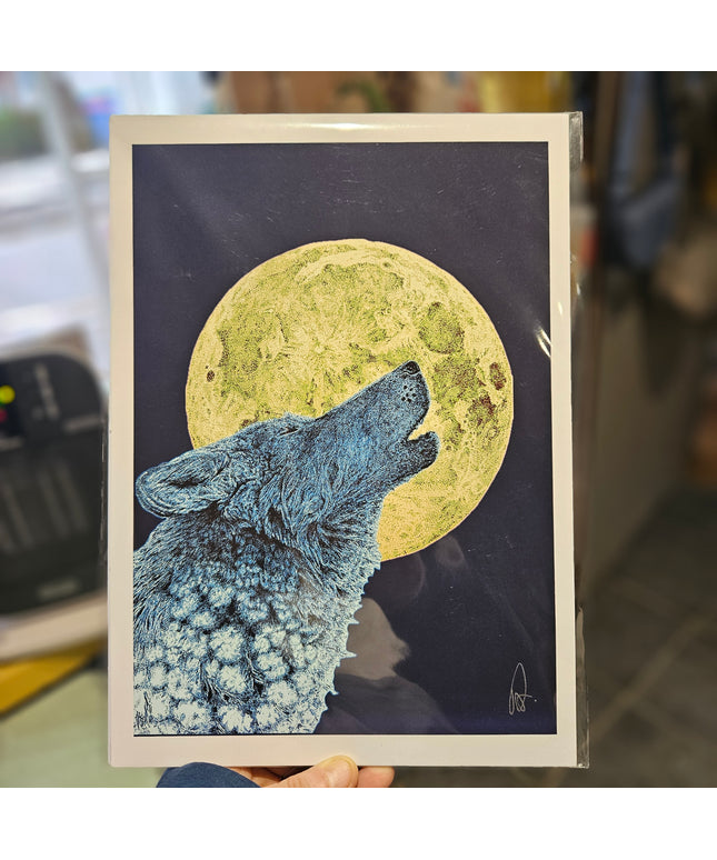 Wolf & Moon print A4