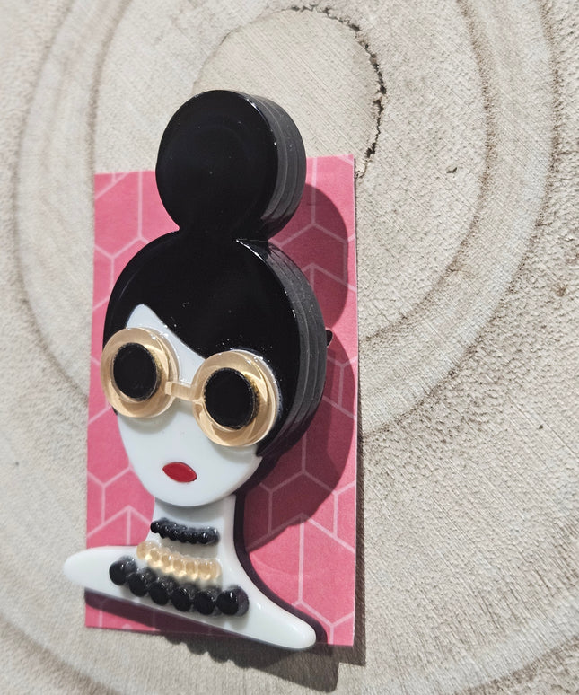 Elegant Woman Brooch * Acrylic Brooch Pin
