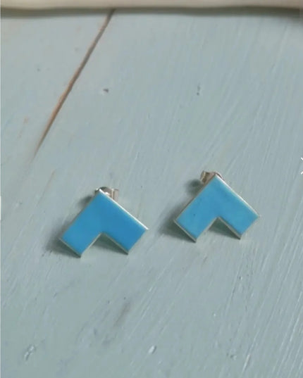 Rooftop Studs - Enamel Light Blue