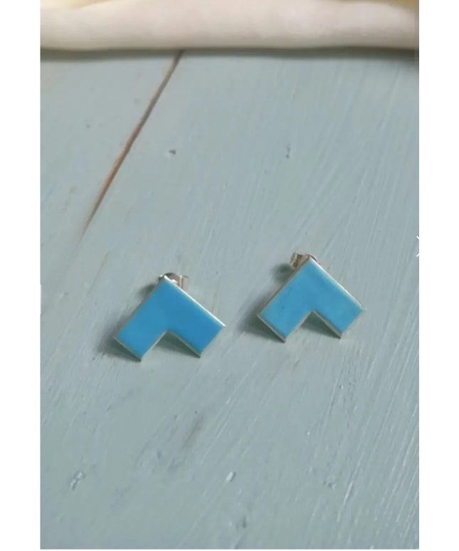 Rooftop Studs - Enamel Light Blue